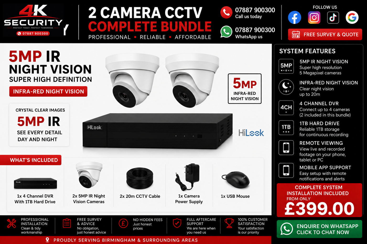 2 camera 5MP HD CCTV bundle for 399 pounds from 4K Security